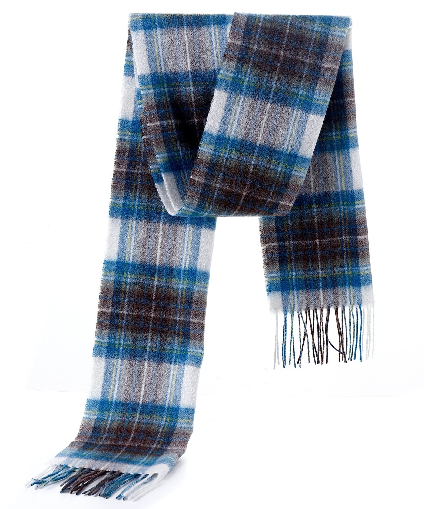 100% Pure Cashmere Scarf Design Stewart Muted Blue - Big Size