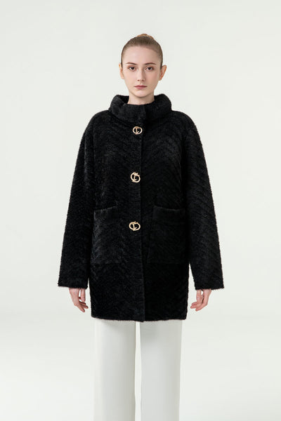 Women's Fur Coat Exclusive Design - Black