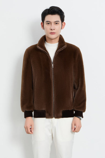 Men's Fur Jacket Exclusive Design - Brown