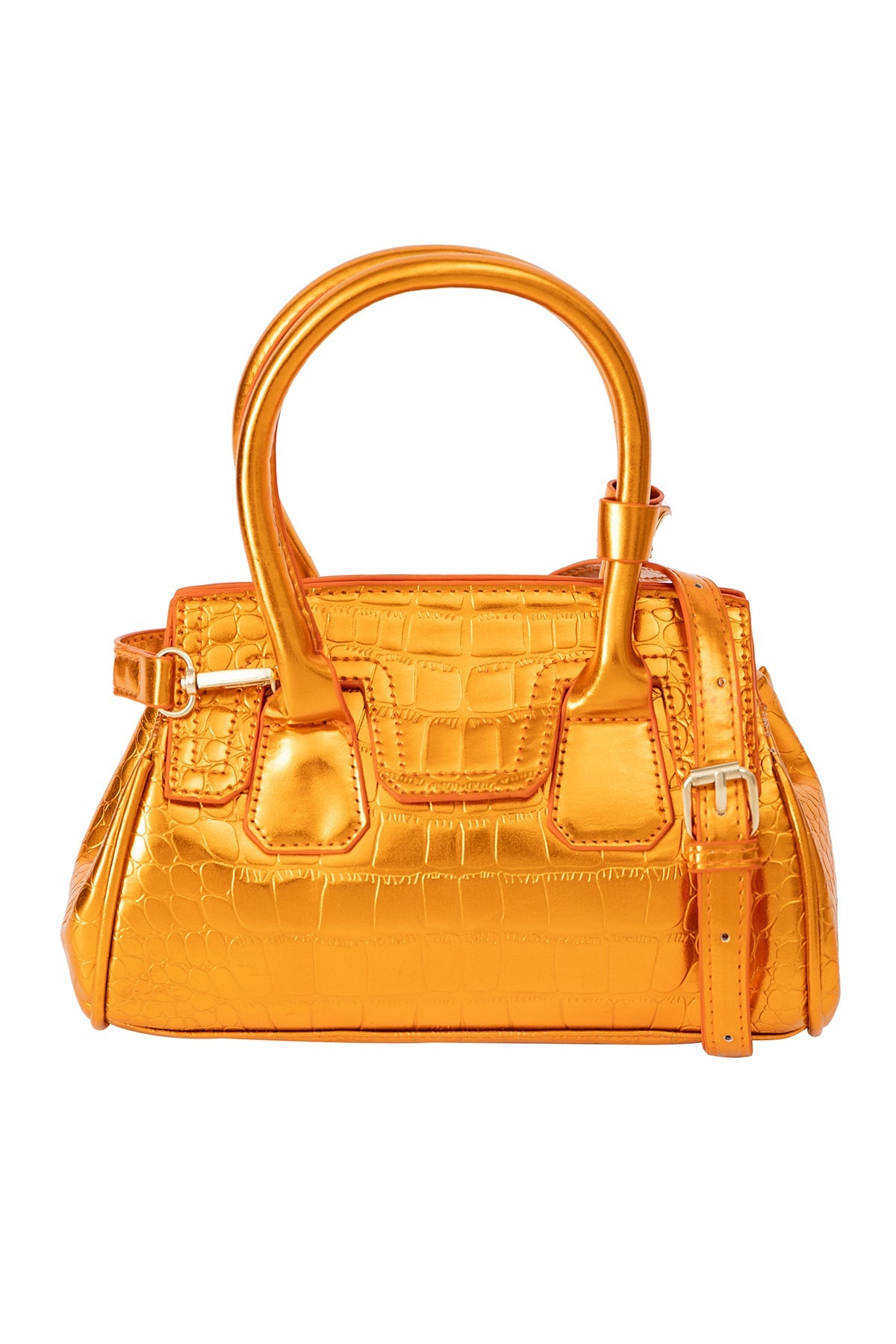 Women's Handbag Lucchi Design - Croco Mustard