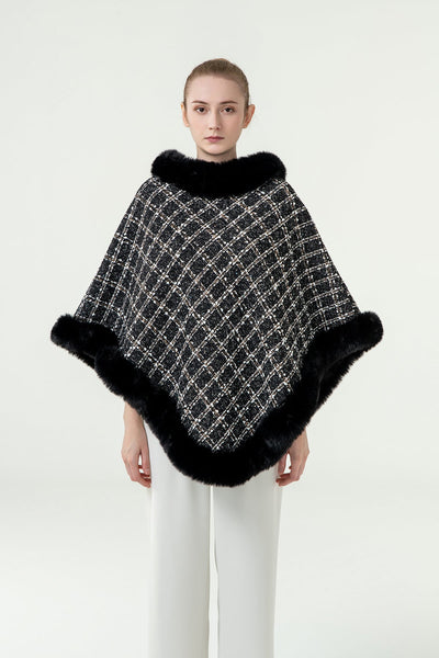 Women's Poncho Exclusive Design - Black/White