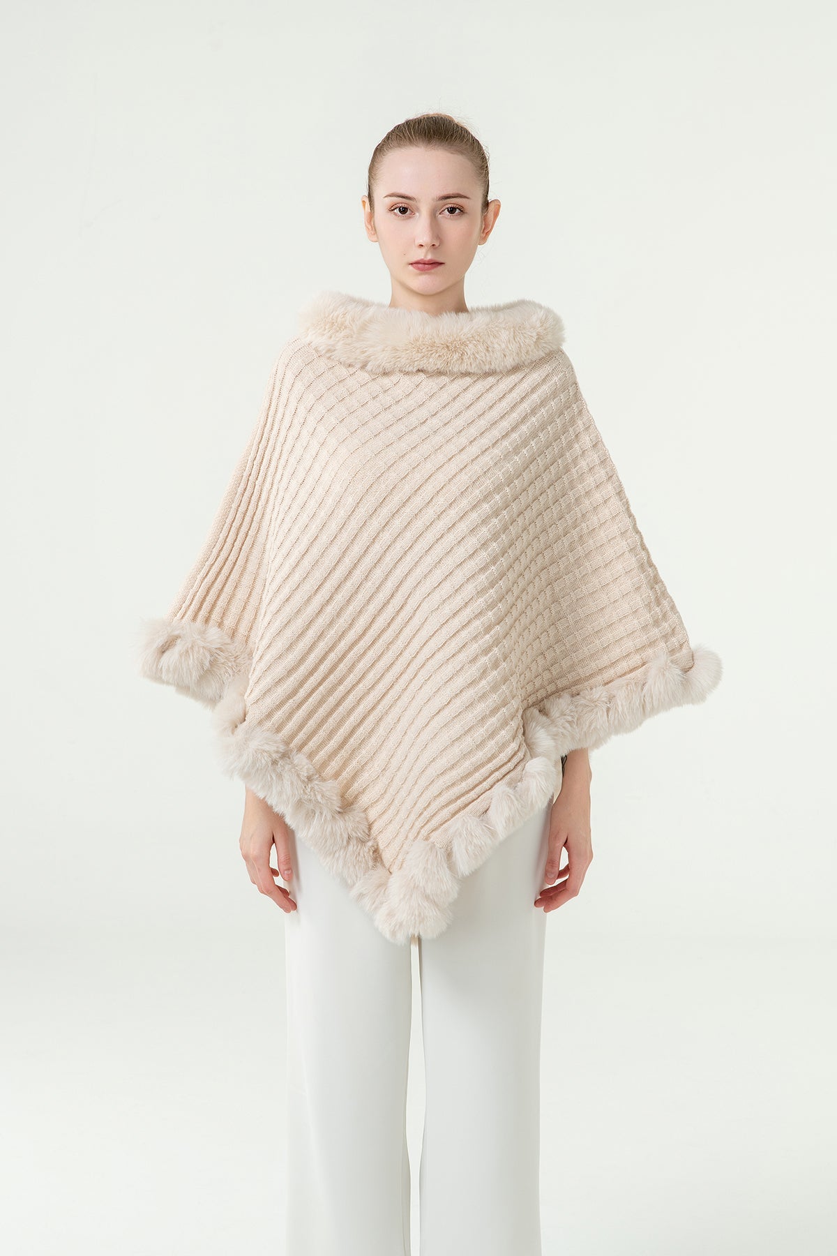 Women's Poncho Exclusive Design - Cream