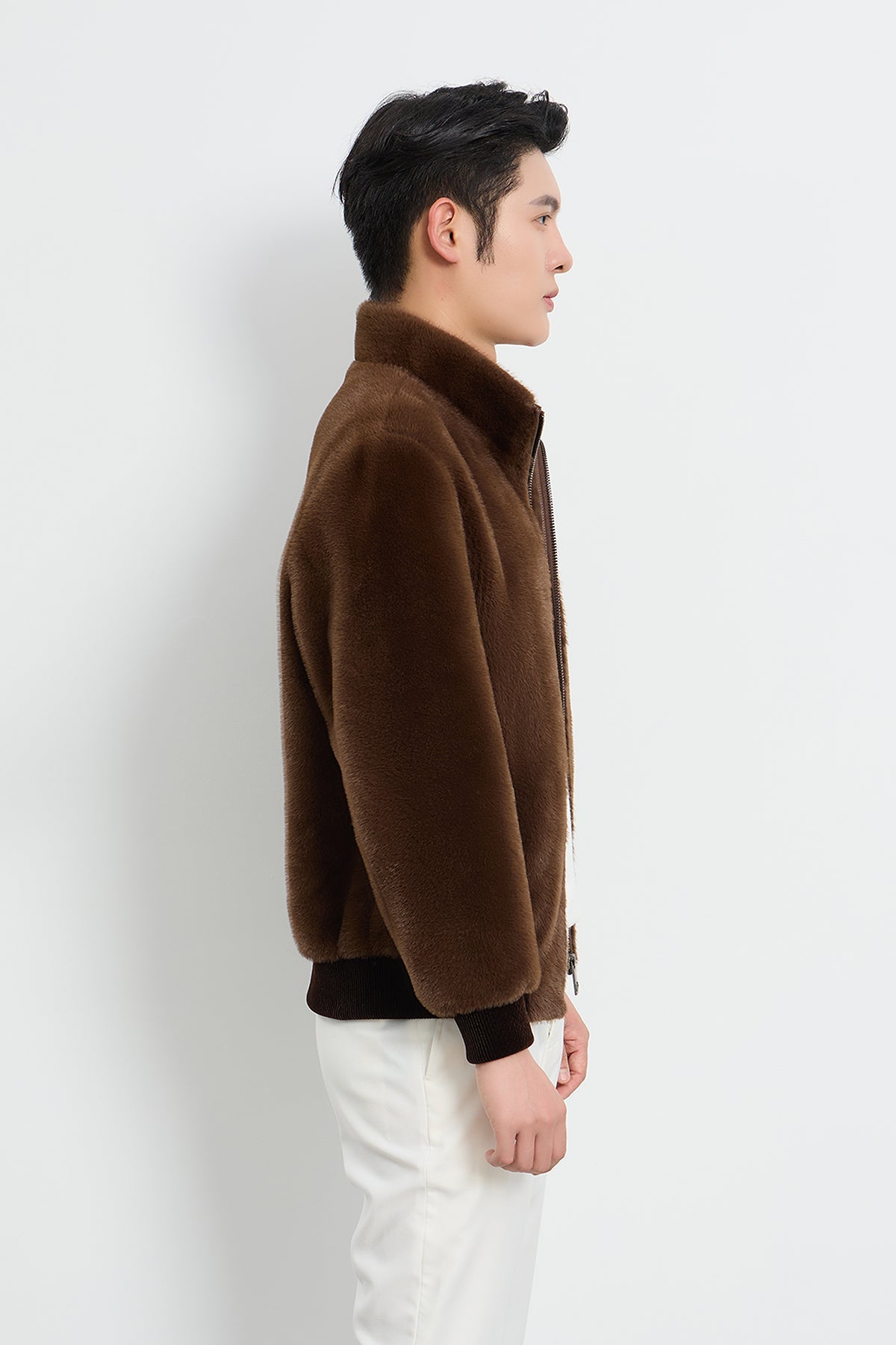 Men's Fur Jacket Exclusive Design - Brown