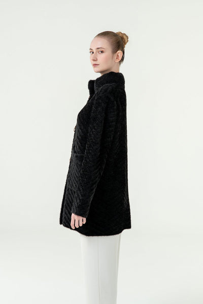 Women's Fur Coat Exclusive Design - Black