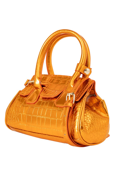 Women's Handbag Lucchi Design - Croco Mustard