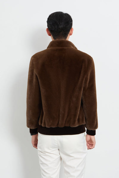 Men's Fur Jacket Exclusive Design - Brown