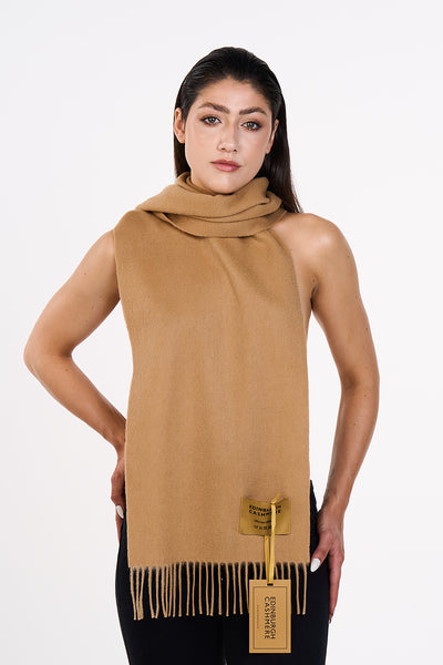 Scott Cashmere 100% Pure Extra Fine Wool Plain Scarf (Big) - Camel