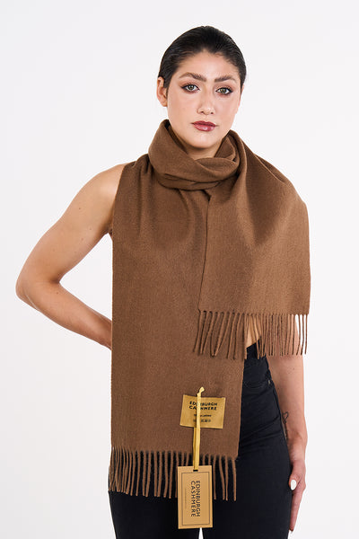 Scott Cashmere 100% Pure Extra Fine Wool Plain Scarf (Big) - Brown