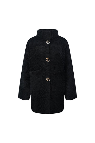 Women's Fur Coat Exclusive Design - Black