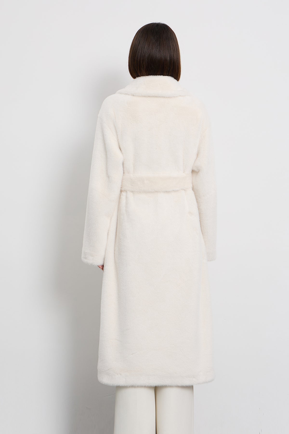 Women's Fur Long Coat Exclusive Design - White