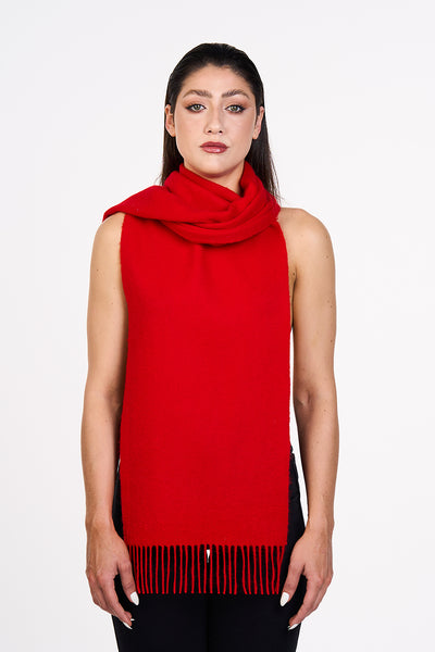 Scott Cashmere 100% Pure Extra Fine Wool Plain Scarf (Big) - Red