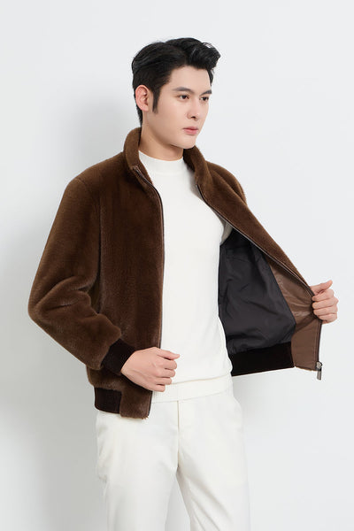 Men's Fur Jacket Exclusive Design - Brown