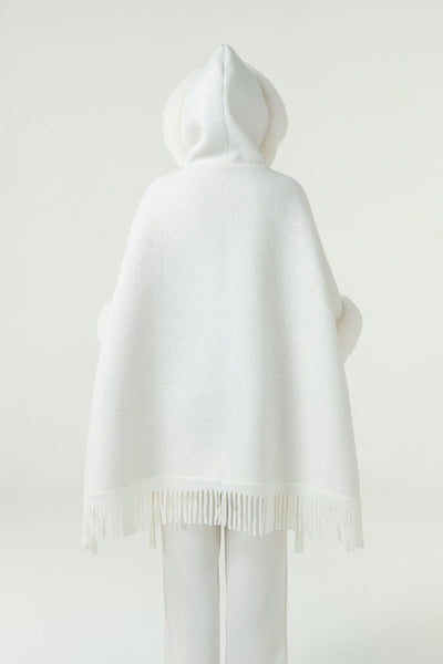 Women's Hooded Cape Exclusive Design - White