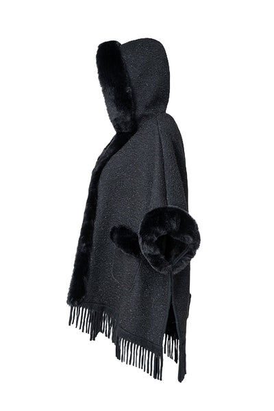 Women's Hooded Cape Exclusive Design - Black