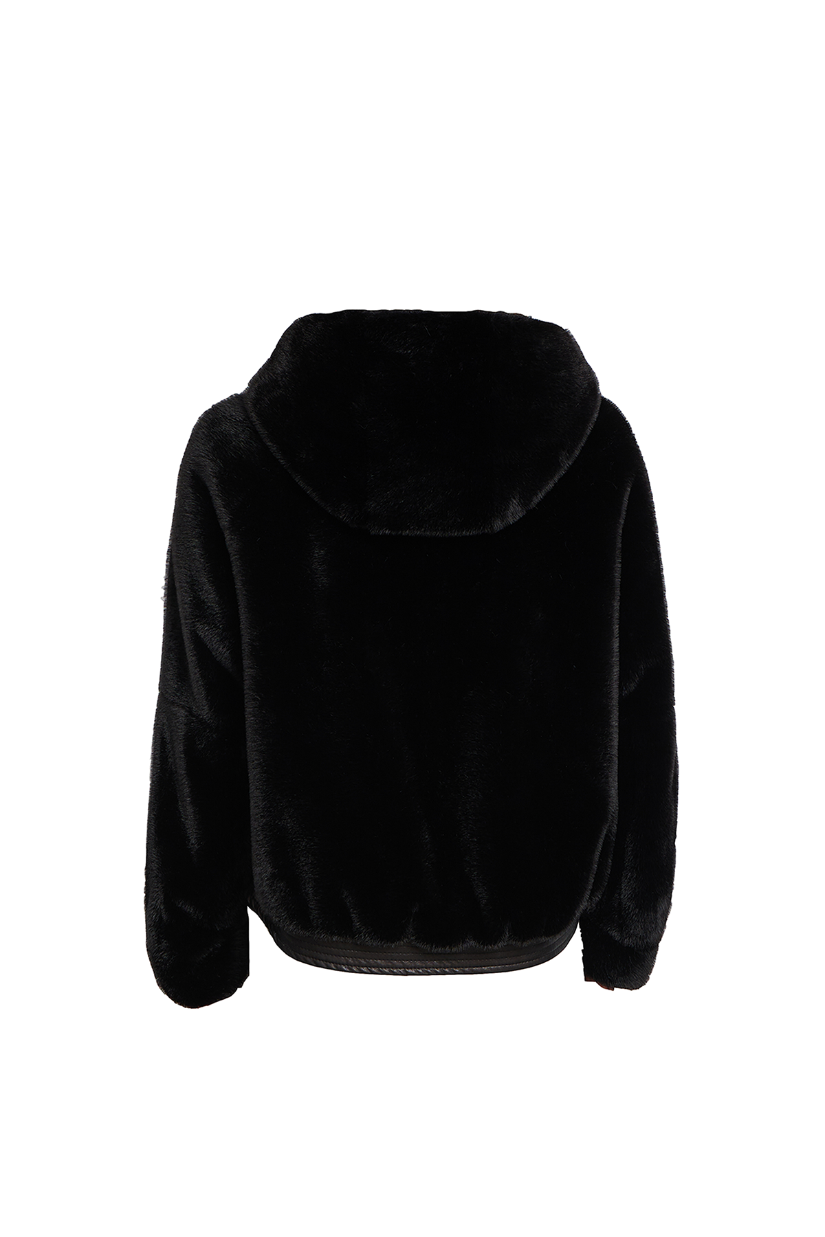 Women's Hooded Fur Jacket Exclusive Design - Black