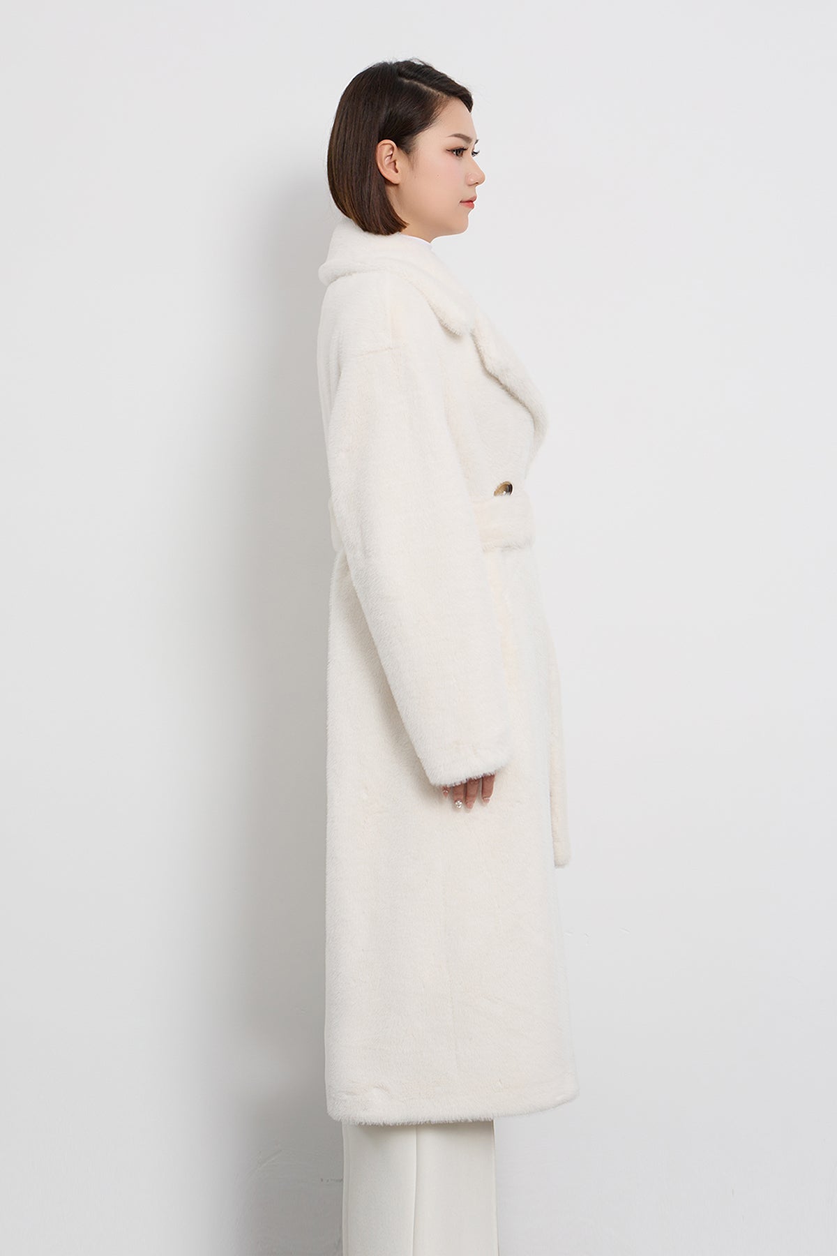 Women's Fur Long Coat Exclusive Design - White