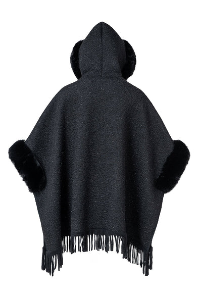 Women's Hooded Cape Exclusive Design - Black