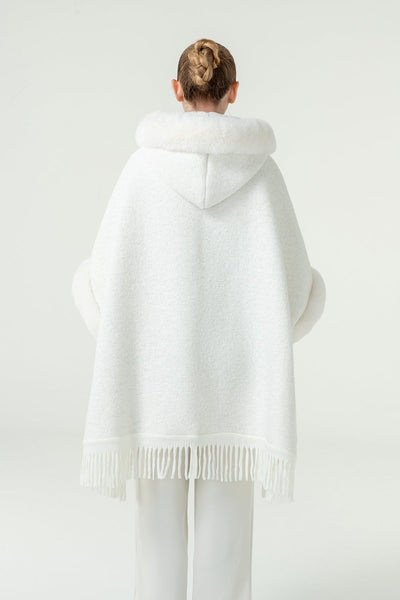 Women's Hooded Cape Exclusive Design - White