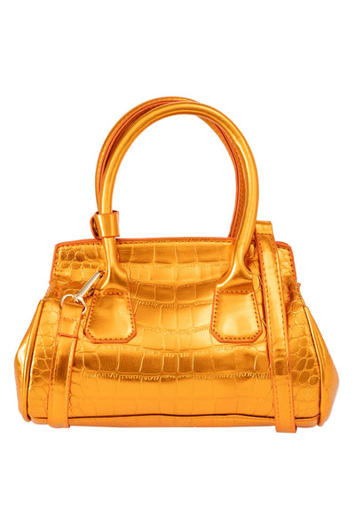 Women's Handbag Lucchi Design - Croco Mustard