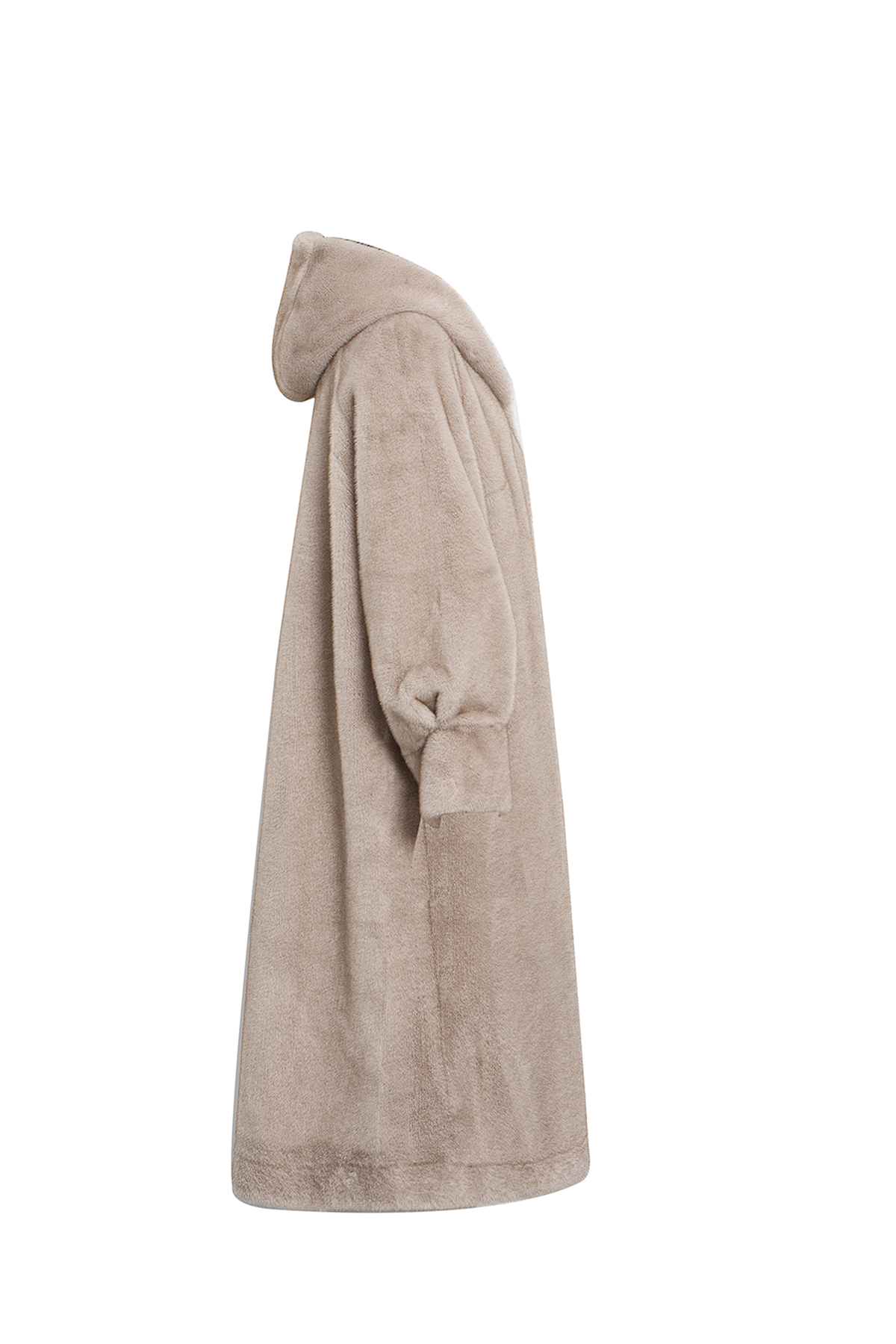 Women's Hooded Fur Long Coat Exclusive Design - Grey