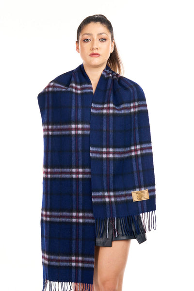 100% Pure Cashmere Scarf Thomson Navy Tartan - Big Size