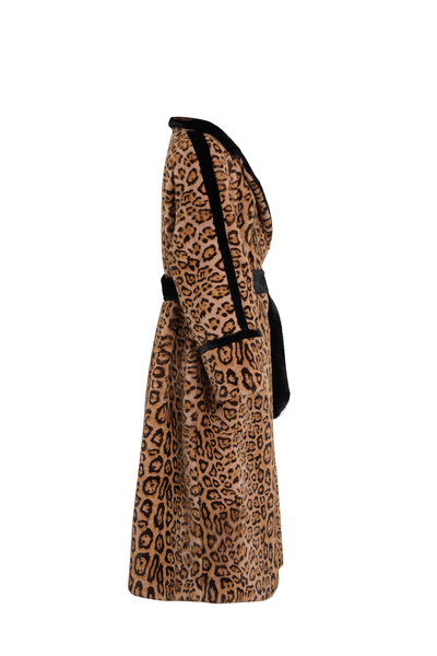 Women's Fur Long Coat Exclusive Design - Leopard Print