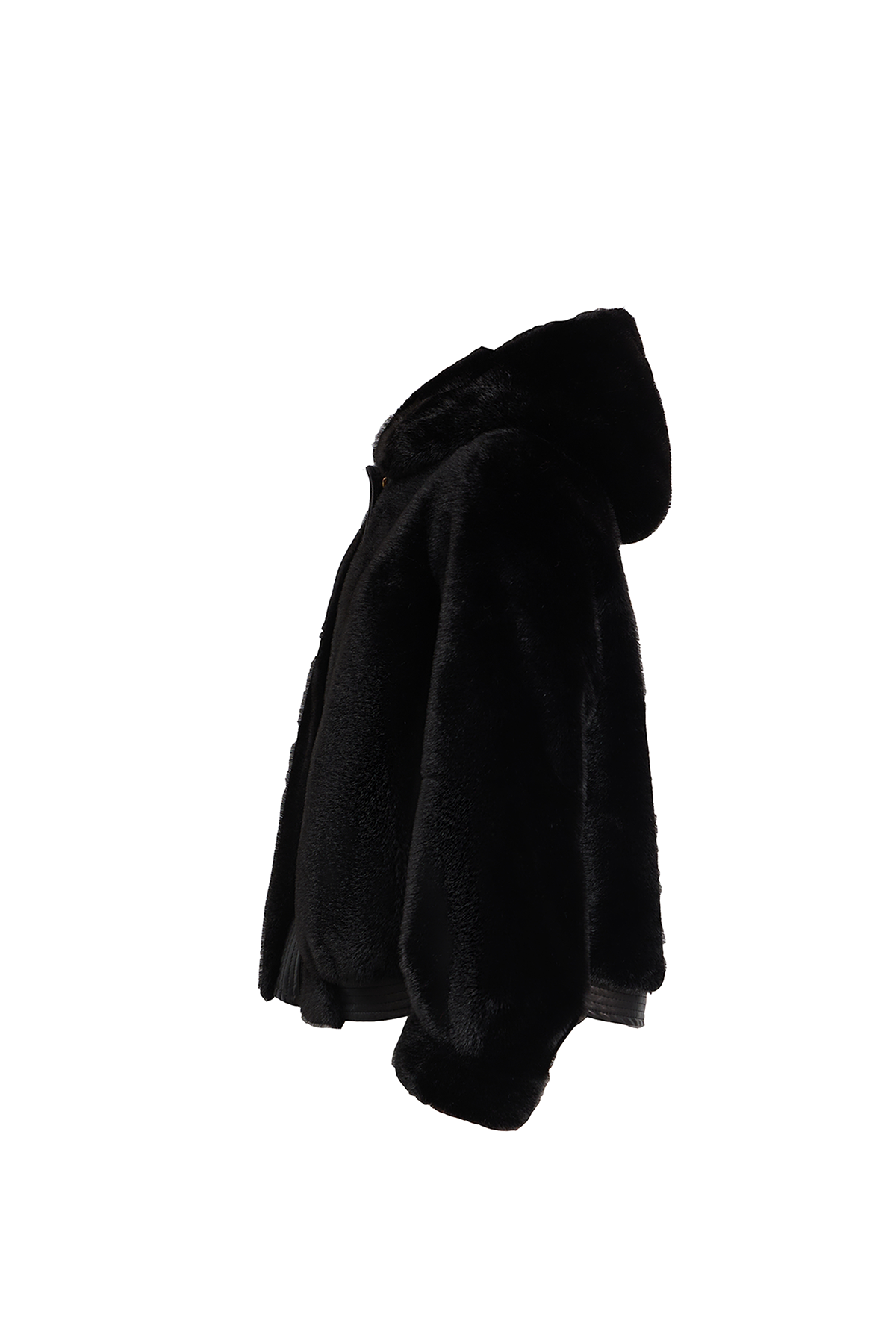 Women's Hooded Fur Jacket Exclusive Design - Black