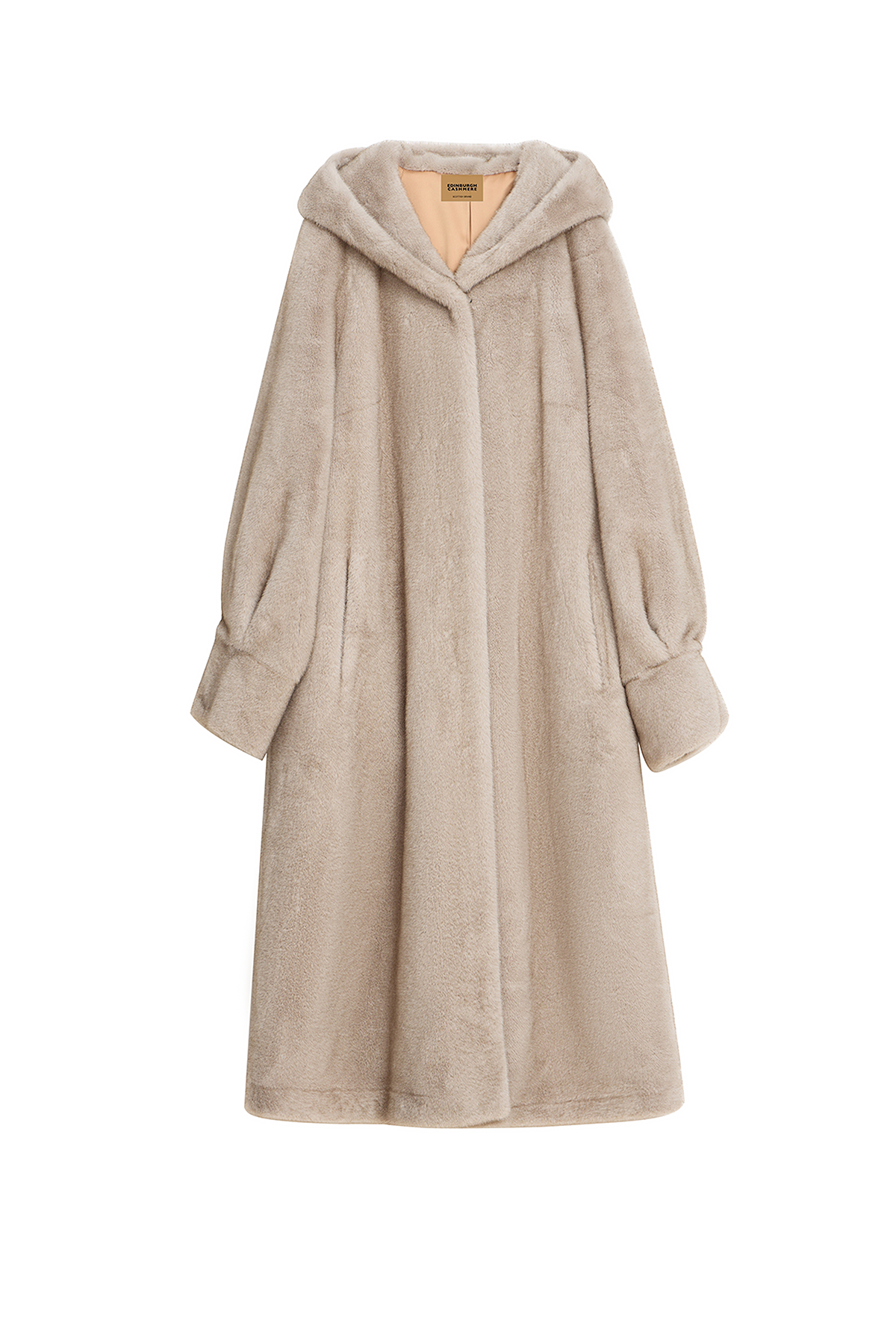 Women's Hooded Fur Long Coat Exclusive Design - Grey