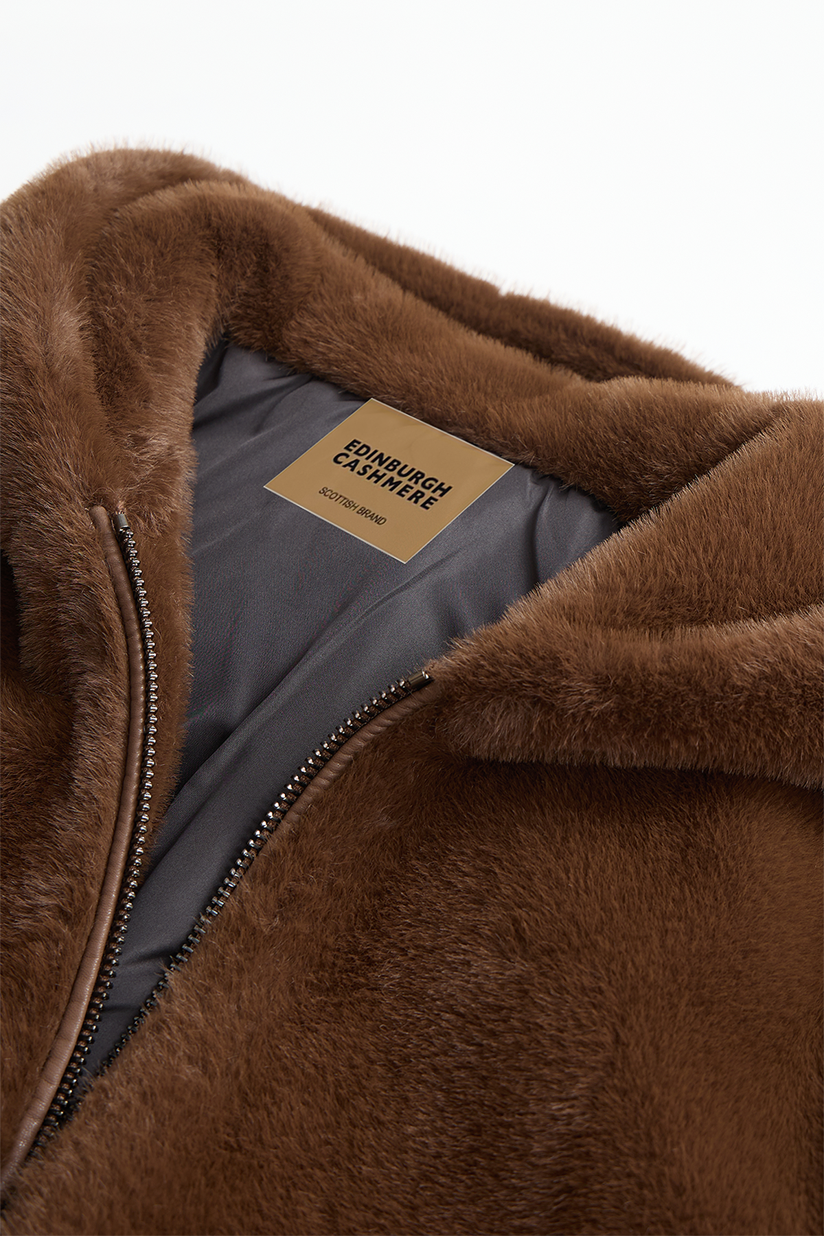 Men's Hooded Fur Jacket Exclusive Design - Brown