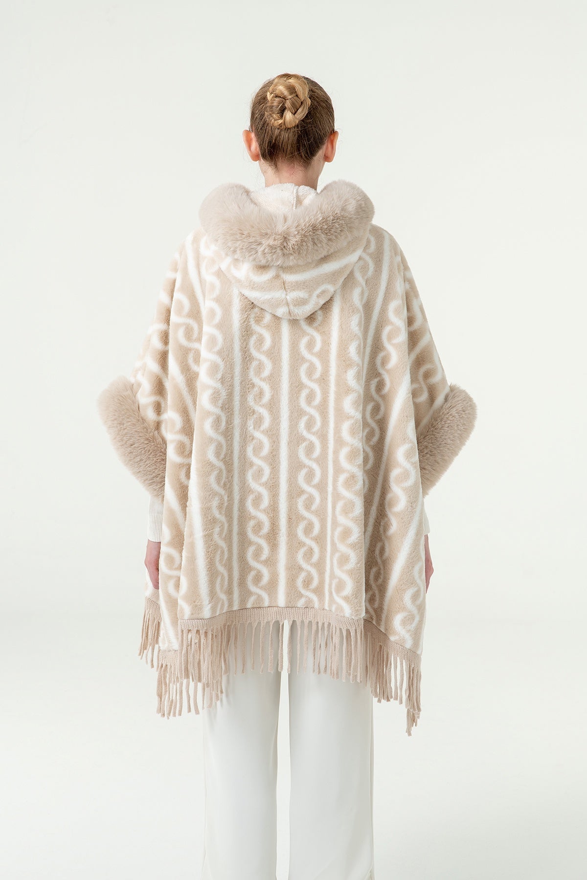 Women's Hooded Cape Exclusive Design - Cream