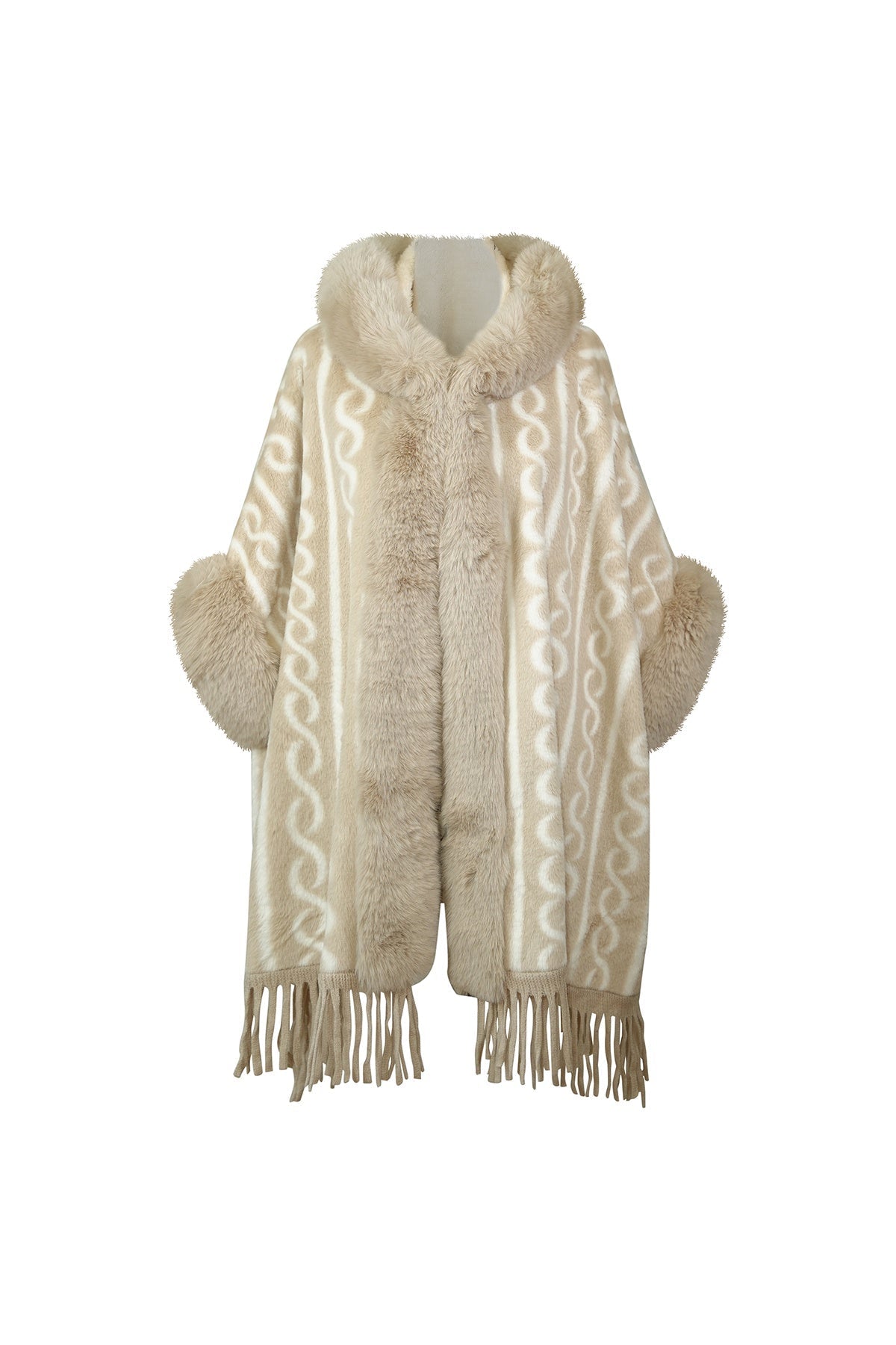 Women's Hooded Cape Exclusive Design - Cream