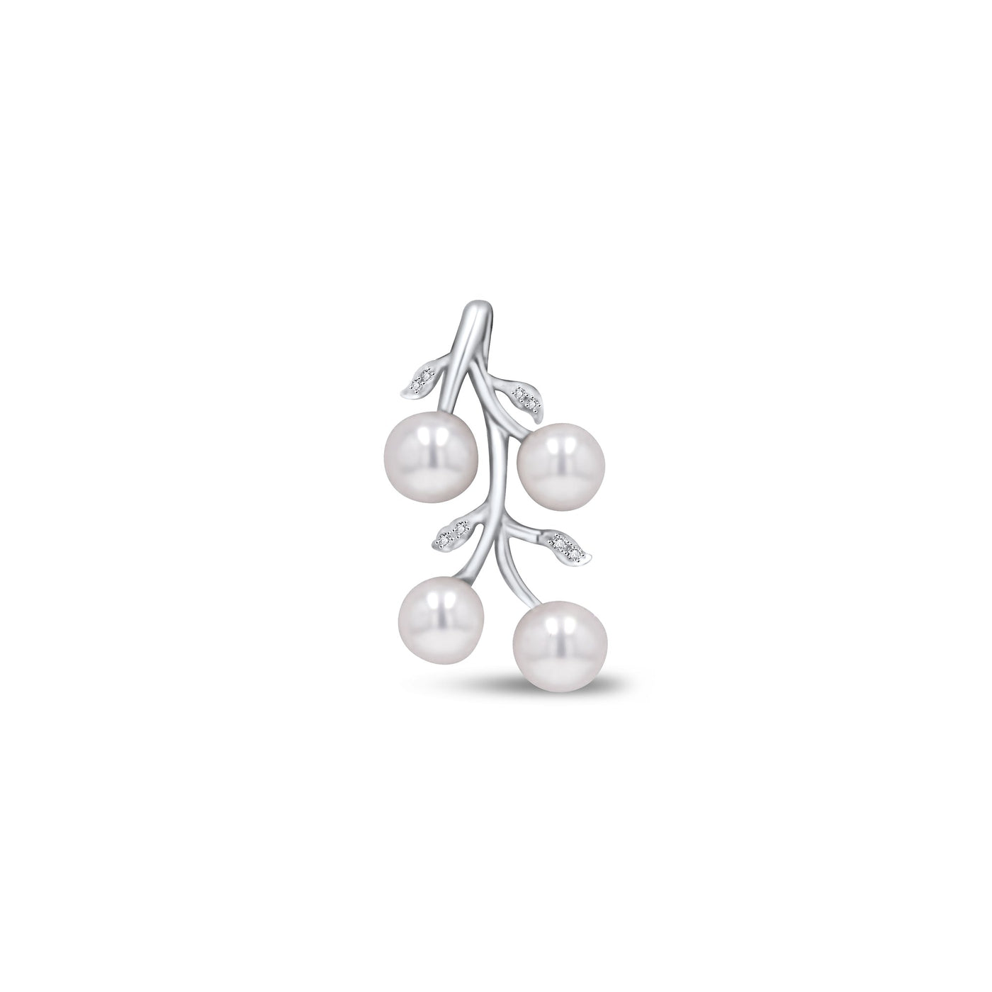 Lucchi 18k White-Gold with Cultured Pearl and Diamonds - Pendant Style 4