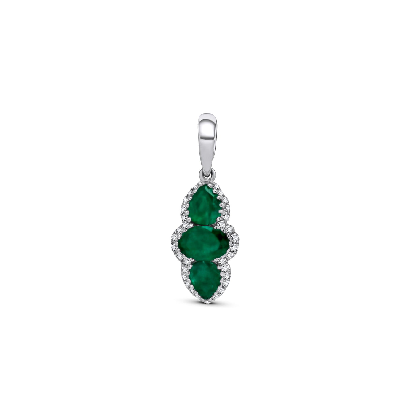 Lucchi 18k White-Gold with Diamonds and Emerald - Pendant Style 5