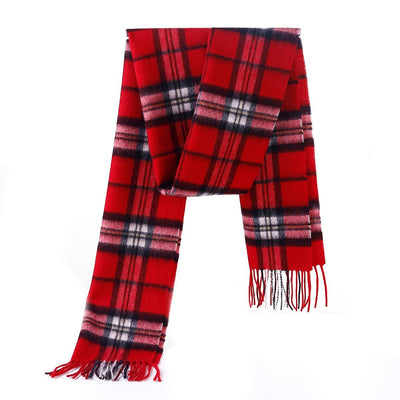 100% Pure Cashmere Scarf Scottish Thomson Red Check Design - Big Size