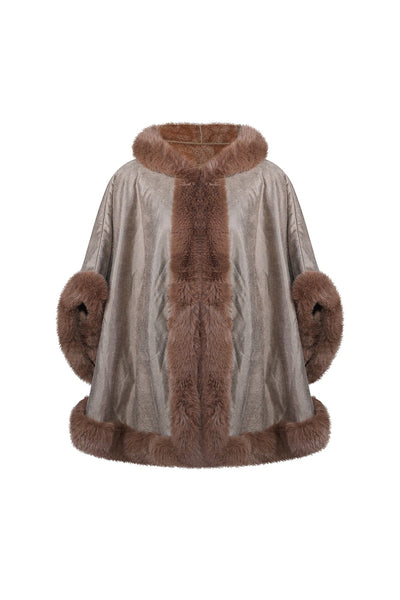 Women's Hooded Cape Exclusive Design - Brown