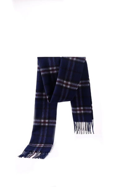 100% Pure Cashmere Scarf Thomson Navy Tartan - Big Size