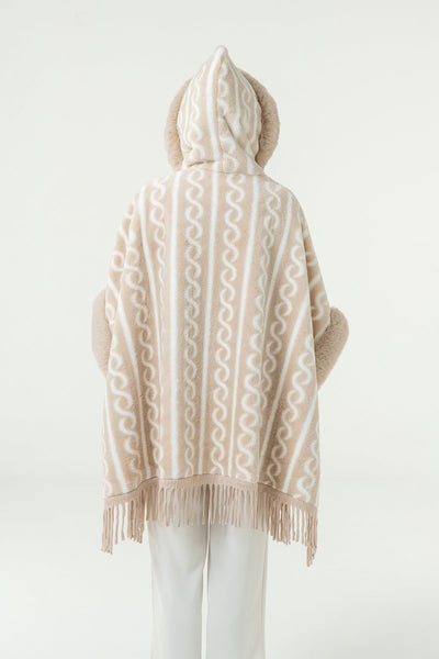 Women's Hooded Cape Exclusive Design - Cream