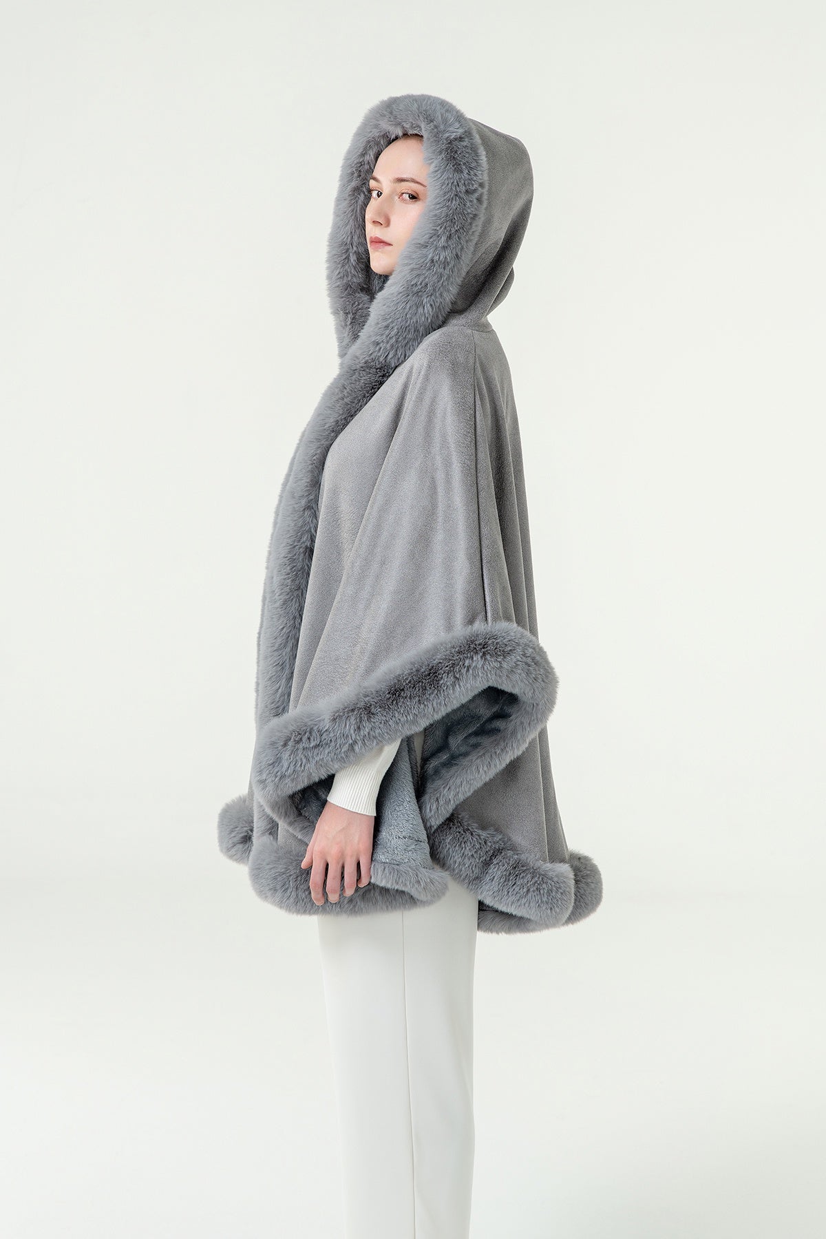 Women's Hooded Cape Exclusive Design - Grey