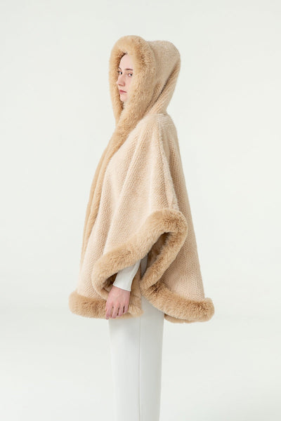 Women's Hooded Cape Exclusive Design - Beige