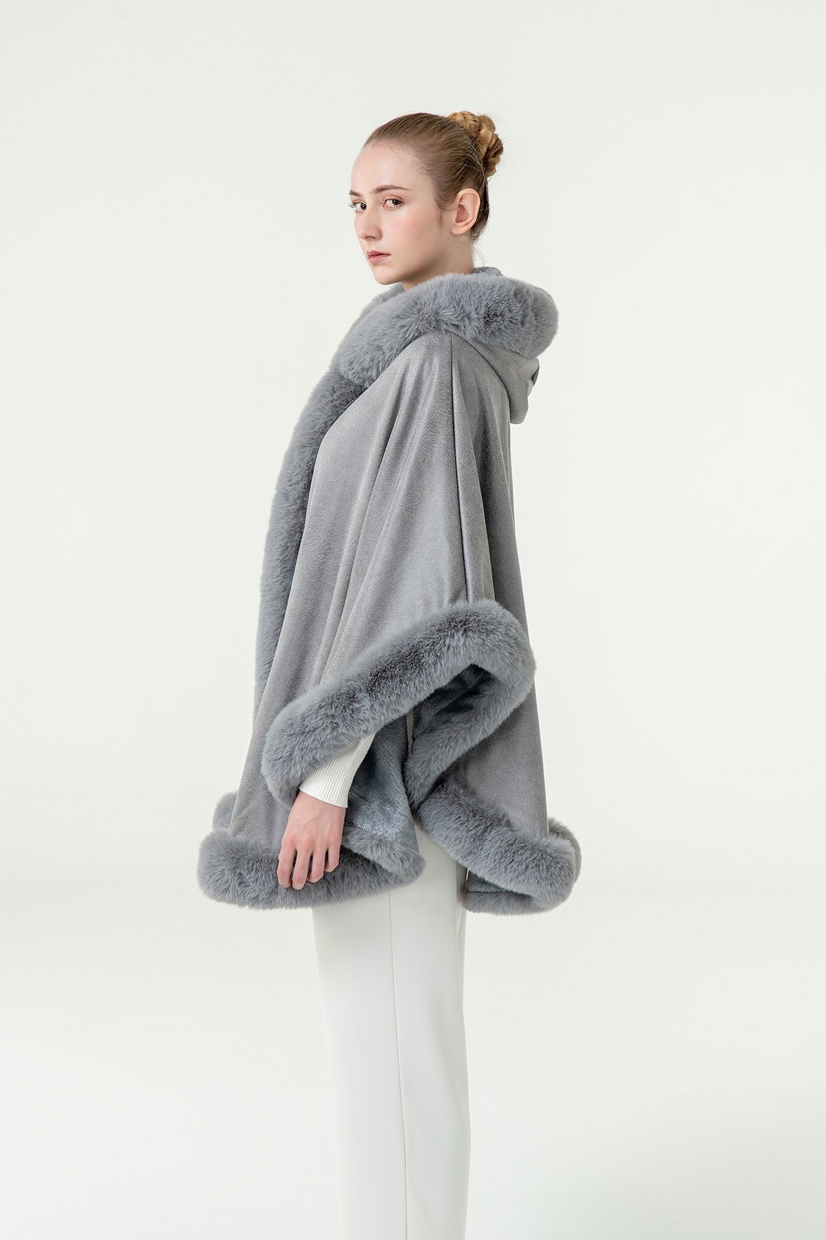 Women's Hooded Cape Exclusive Design - Grey