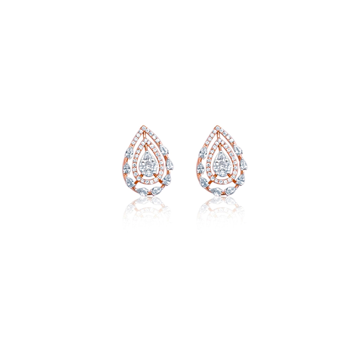 Lucchi 18k Rose Gold with Diamond - Earring Style 11