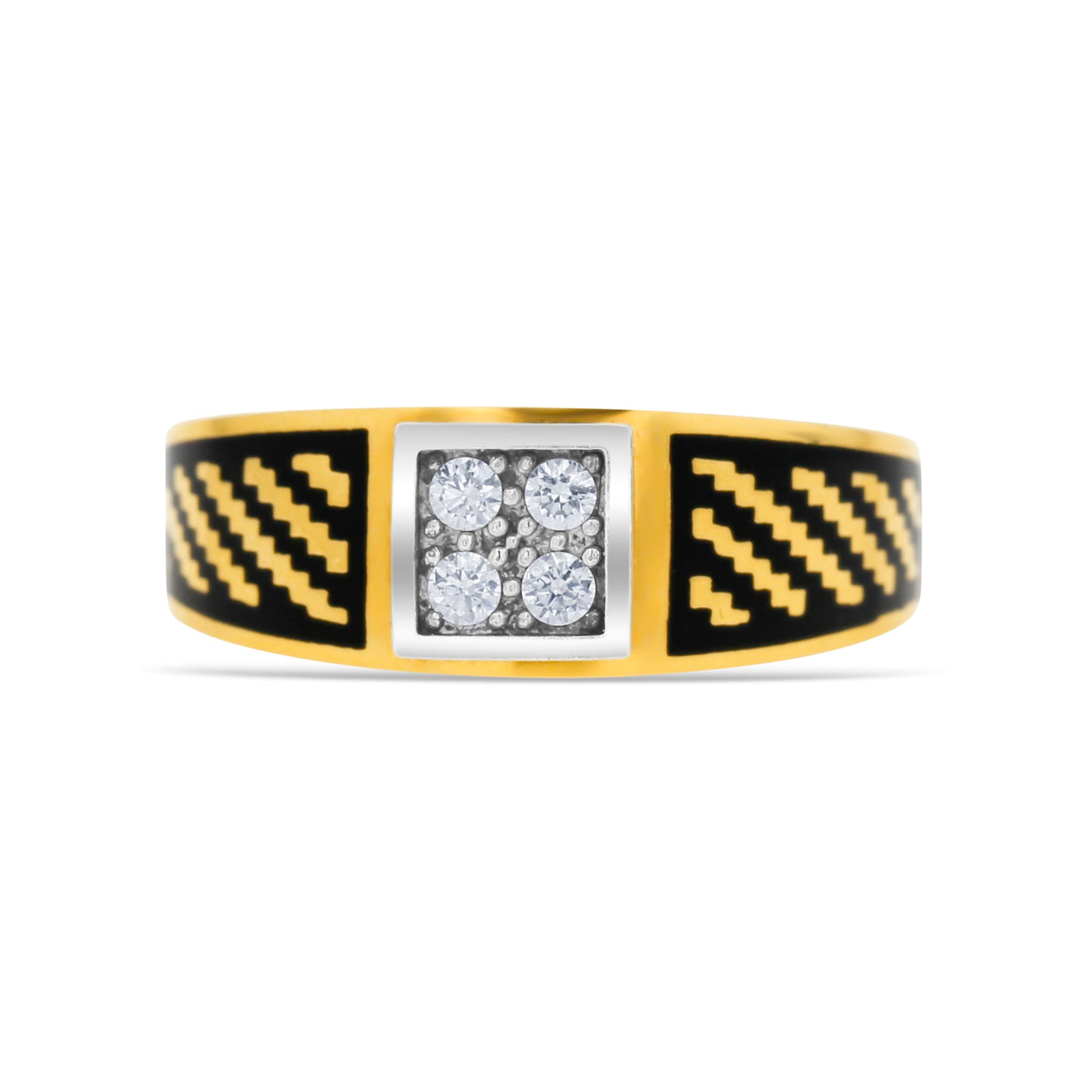 Lucchi 22k Yellow Gold with Enamel and Stone - Ring Style 61 (Men's Ring)