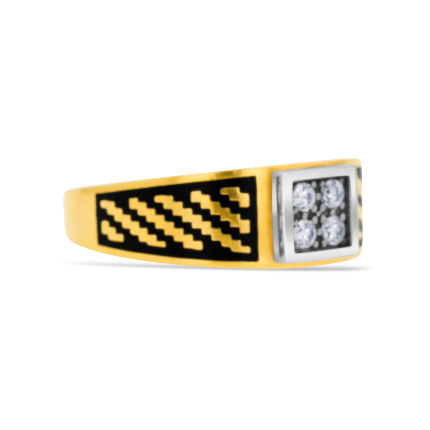 Lucchi 22k Yellow Gold with Enamel and Stone - Ring Style 61 (Men's Ring)