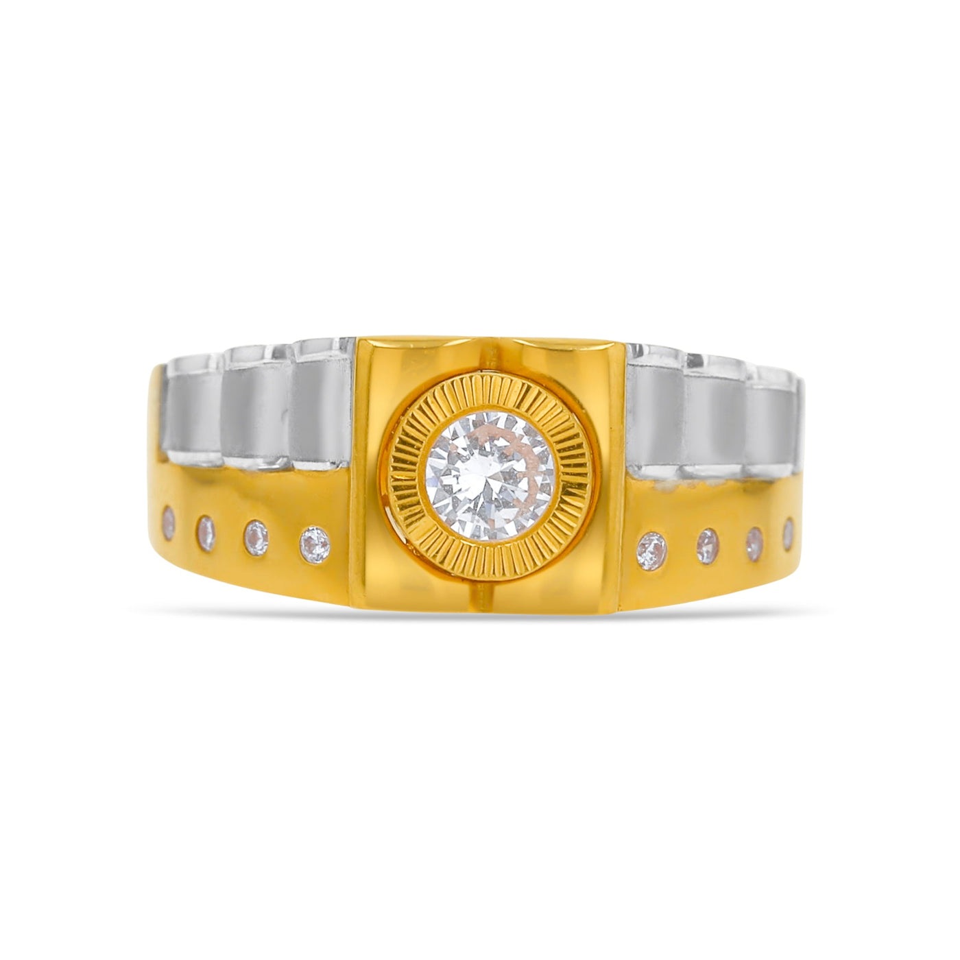 Lucchi 22k Yellow and White Gold with Stone - Ring Style 68 (Men's Ring)