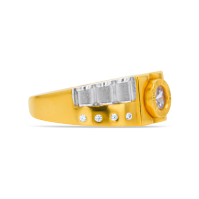 Lucchi 22k Yellow and White Gold with Stone - Ring Style 68 (Men's Ring)