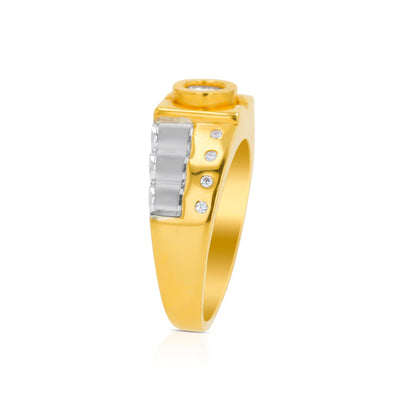 Lucchi 22k Yellow and White Gold with Stone - Ring Style 68 (Men's Ring)