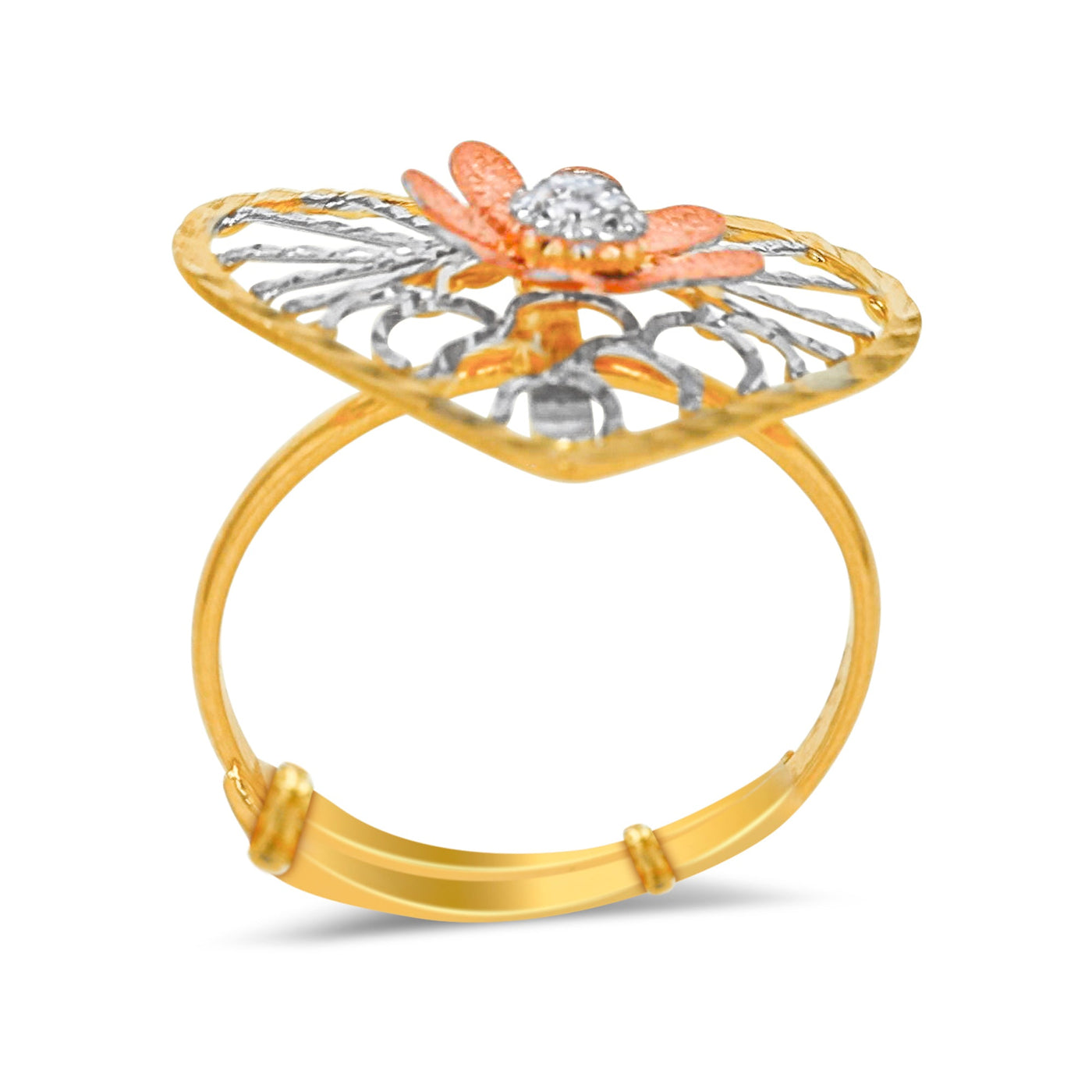 Lucchi 22k Yellow, White, and Rose Gold - Ring Style 90