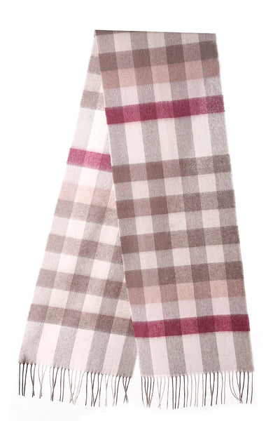 100% Pure Cashmere Pink Check Scarf - Big Size