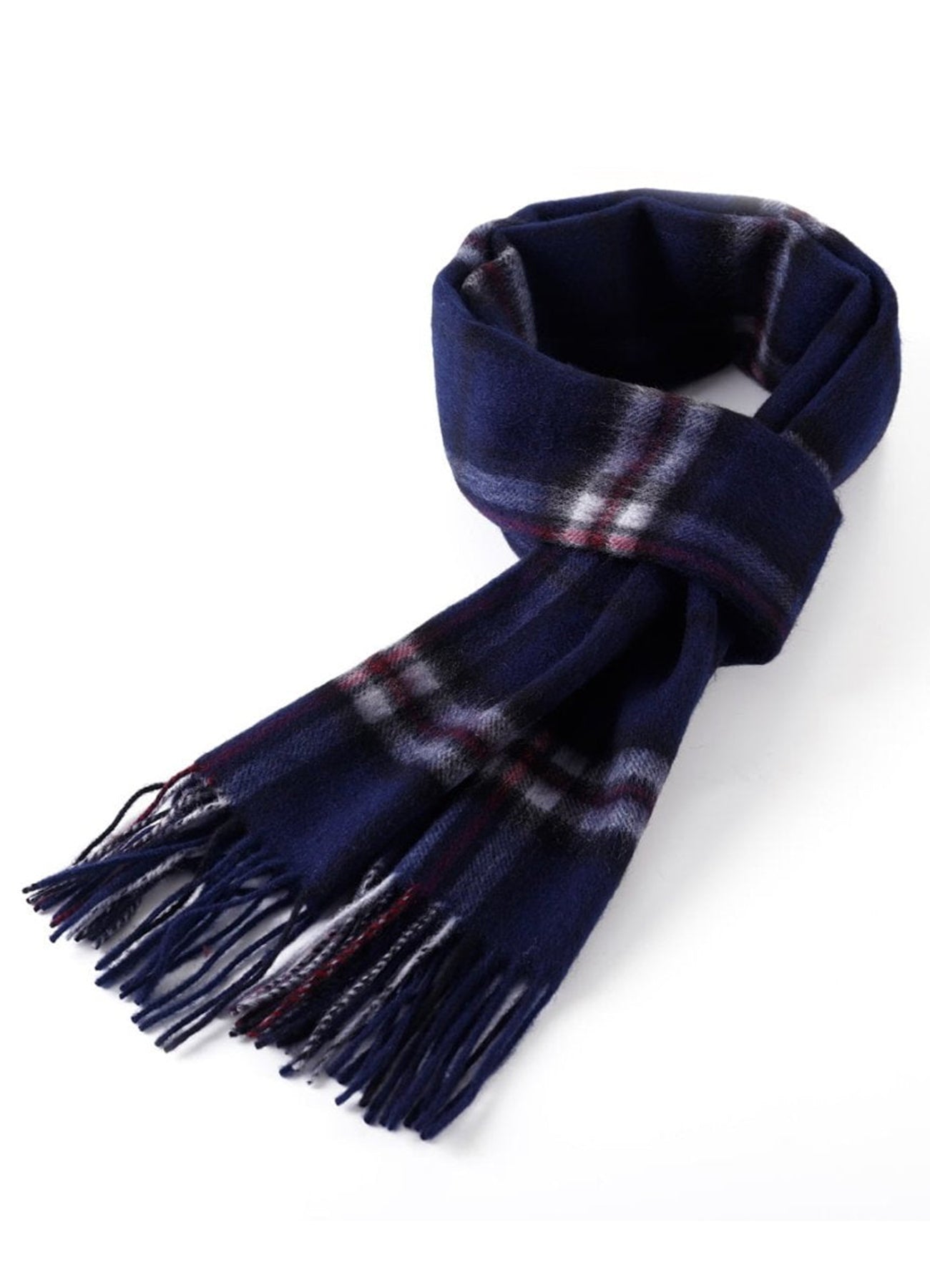 100% Pure Cashmere Scarf Thomson Navy Tartan - Big Size