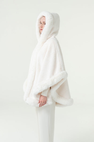 Women's Hooded Cape Exclusive Design - White